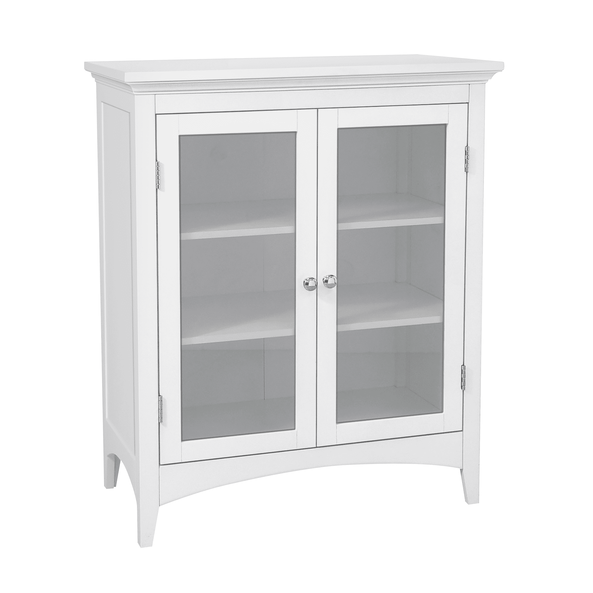 Teamson Home Madison Wooden Floor Cabinet with 2 Glass Doors. White