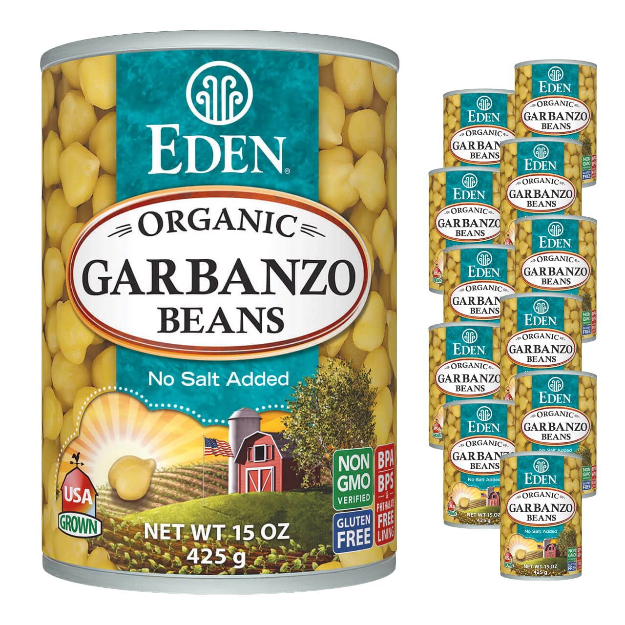 Eden Organic Garbanzo Beans. 15 oz Can (12-Pack Case)