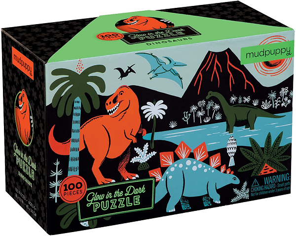 Mudpuppy Dinosaur Glow-in-the-Dark Puzzle. 100 Piece. 18x12 – Perfect for Kids