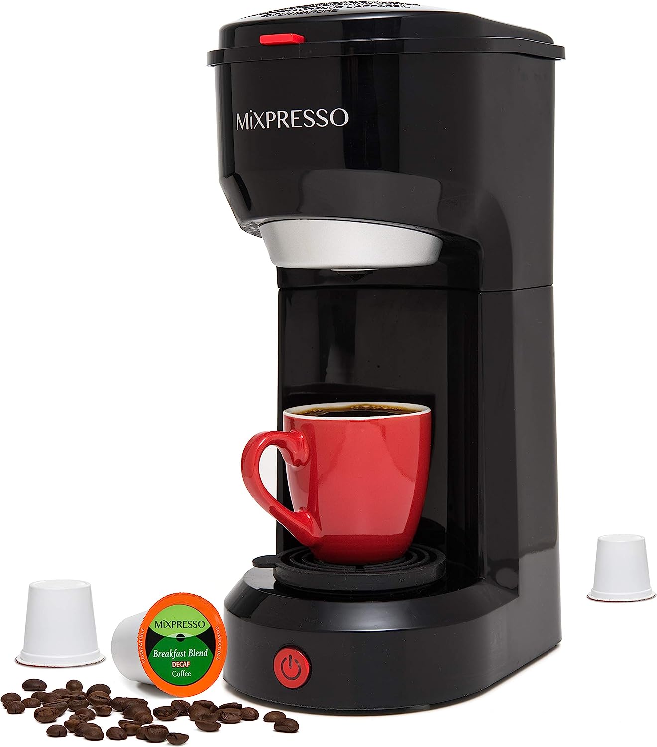 Mixpresso 2 in 1 Coffee Brewer. Single Serve and K Cup Compatible & Ground Coffee.Compact Size Mini Coffee Maker. Quick Brew Technology (14 oz) (black)