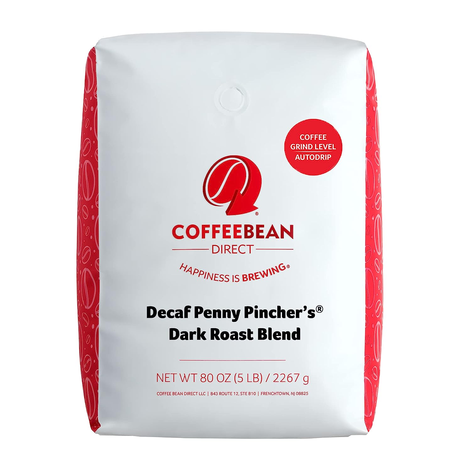 Coffee Bean Direct Decaf Penny Pincher-s Dark Roast Blend. Ground Coffee. 5-Pound Bag