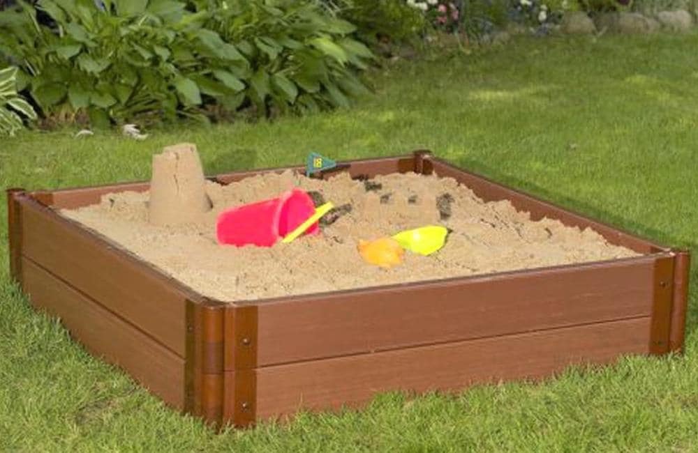Frame It All 48-in x 48-in Brown Square Composite Sandbox
