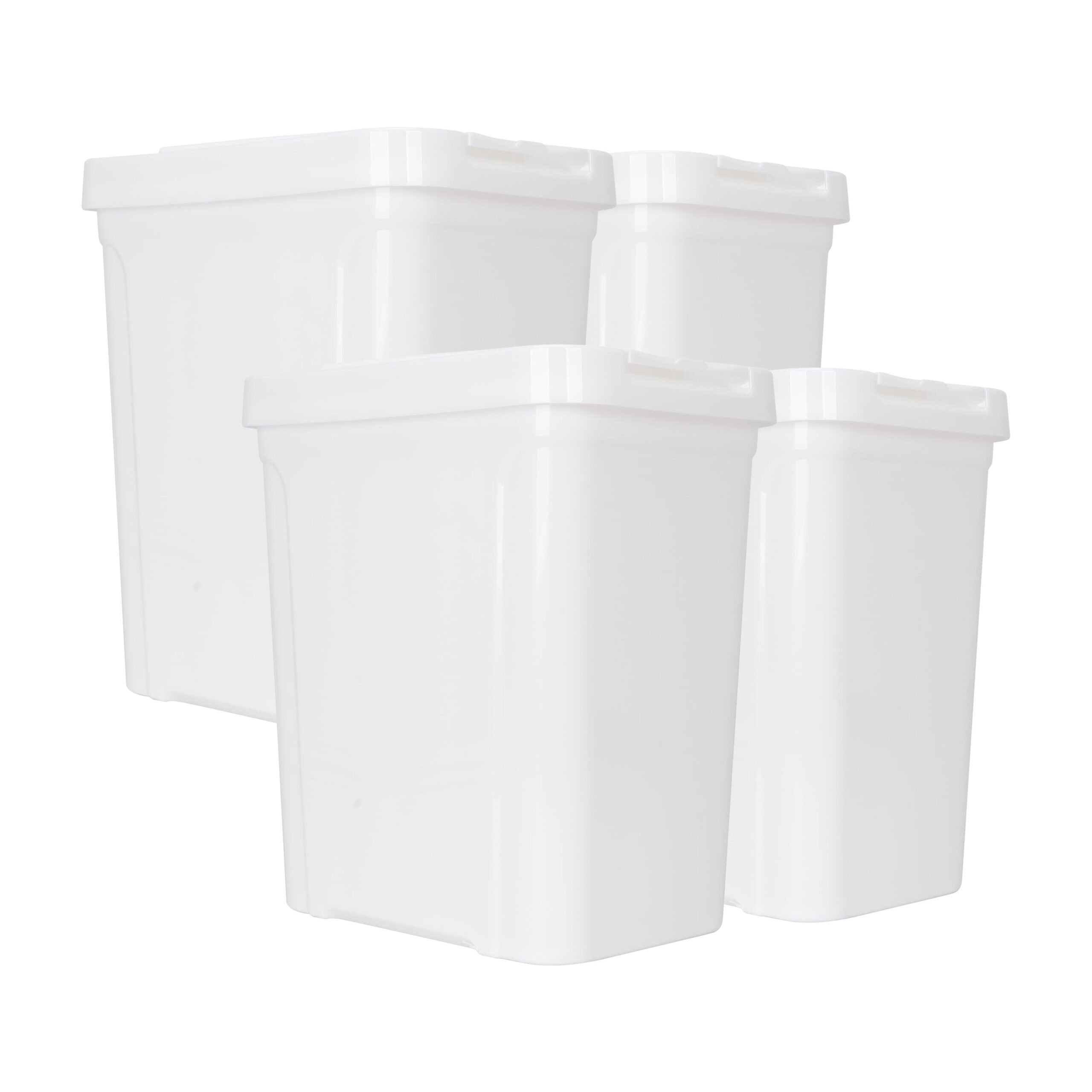 Mainstays 7.6 gal Plastic Kitchen Trash Can. White. 4 Pack