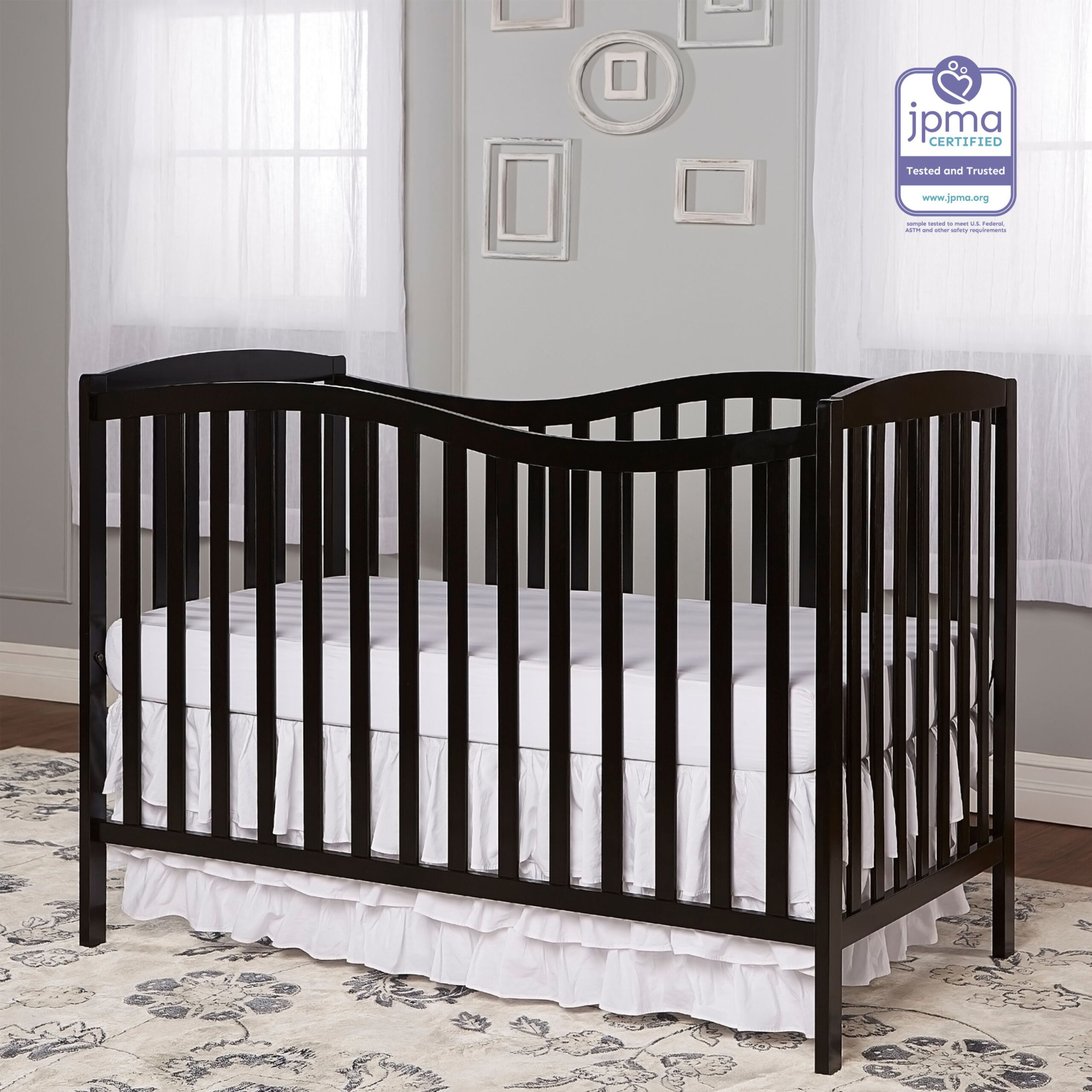 Dream On Me Chelsea 5-in-1 Convertible Crib. Black