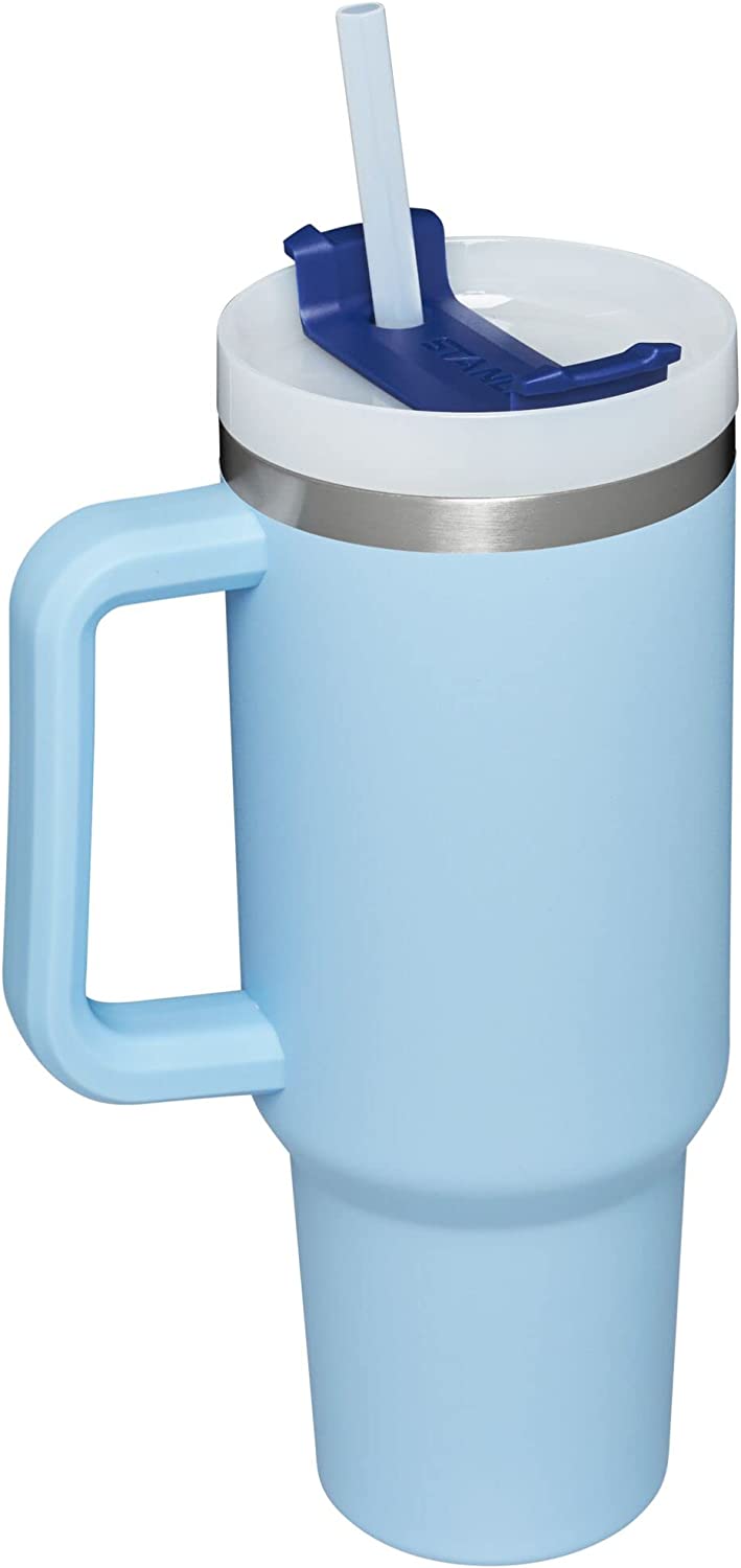 Stanley Adventure Reusable Vacuum Quencher Tumbler with Straw. Leak Resistant Lid. Insulated Cup. Maintains Cold. Heat. and Ice for Hours Cornflower