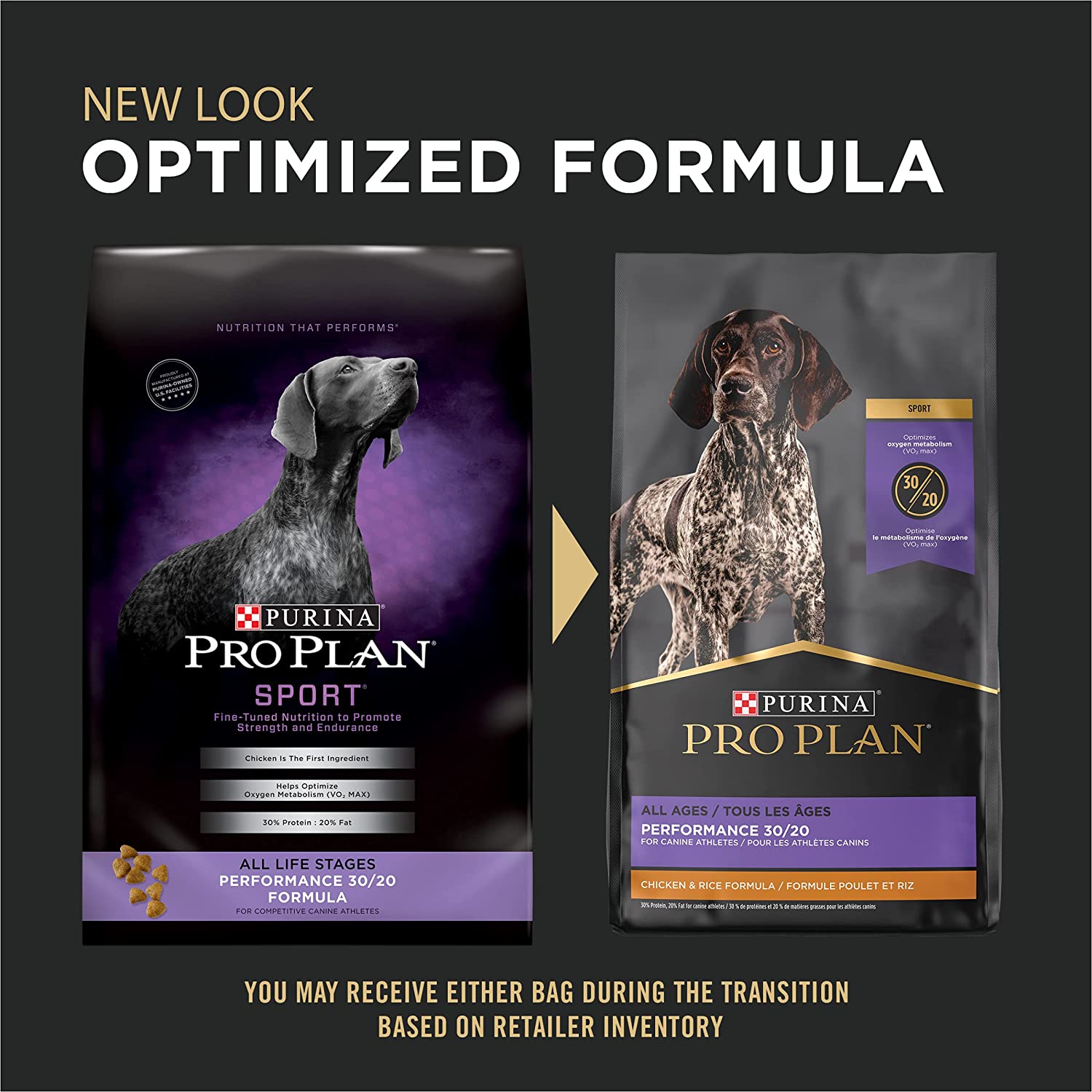 Purina Pro Plan Sport. Energy & Vitality Support. High Protein 30/20 Dry Dog Food. Chicken & Rice 6 lb. Bag