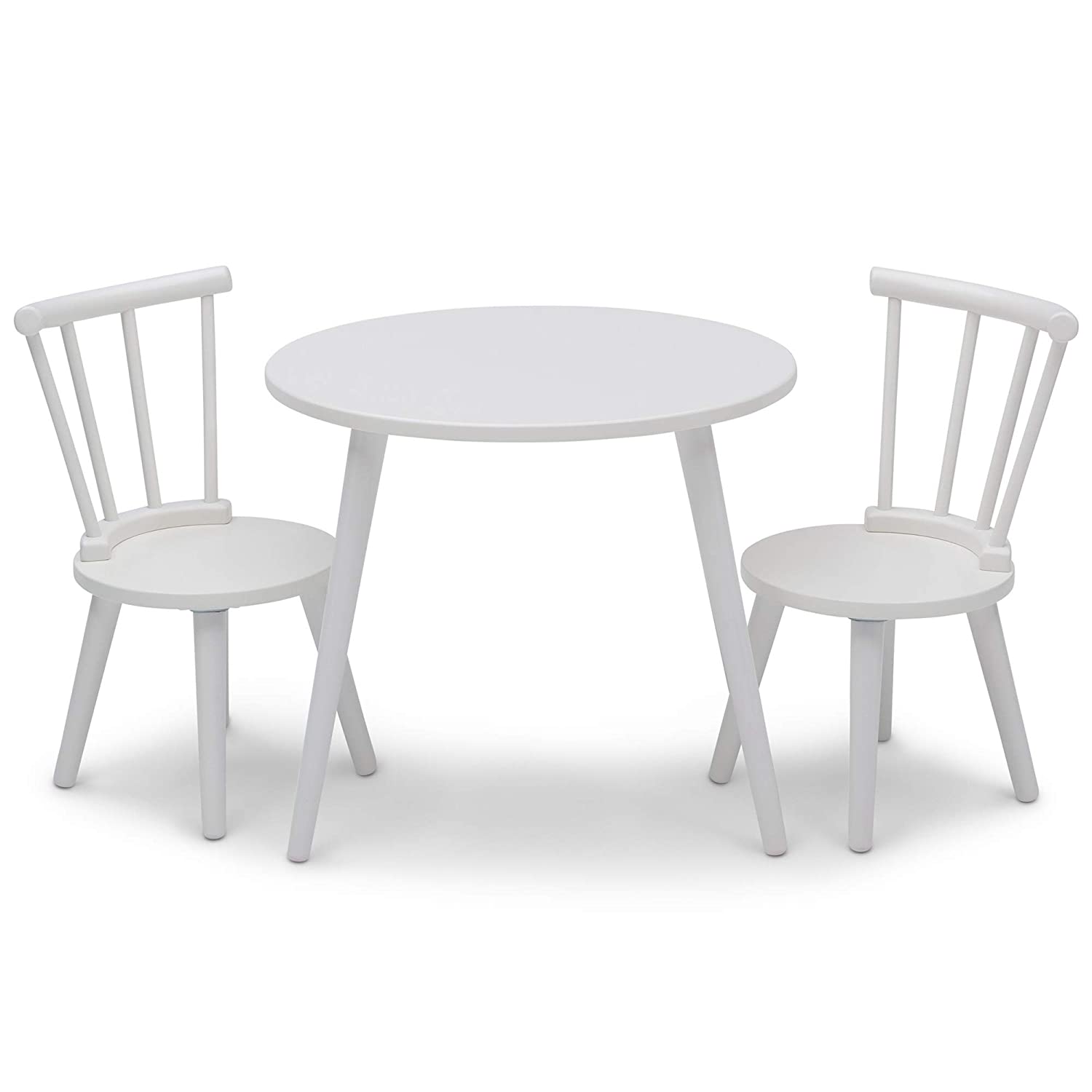 Delta Children Homestead Kids Table & 2 Chairs Set - Ideal for Arts & Crafts. Greenguard Gold Certified. Bianca White