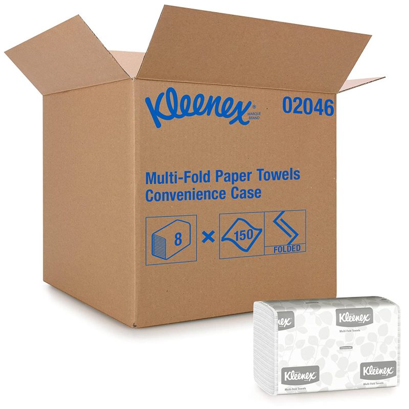 Kleenex Multifold Paper Towels. White. 8 Packs/ Case. 1.200 Towels