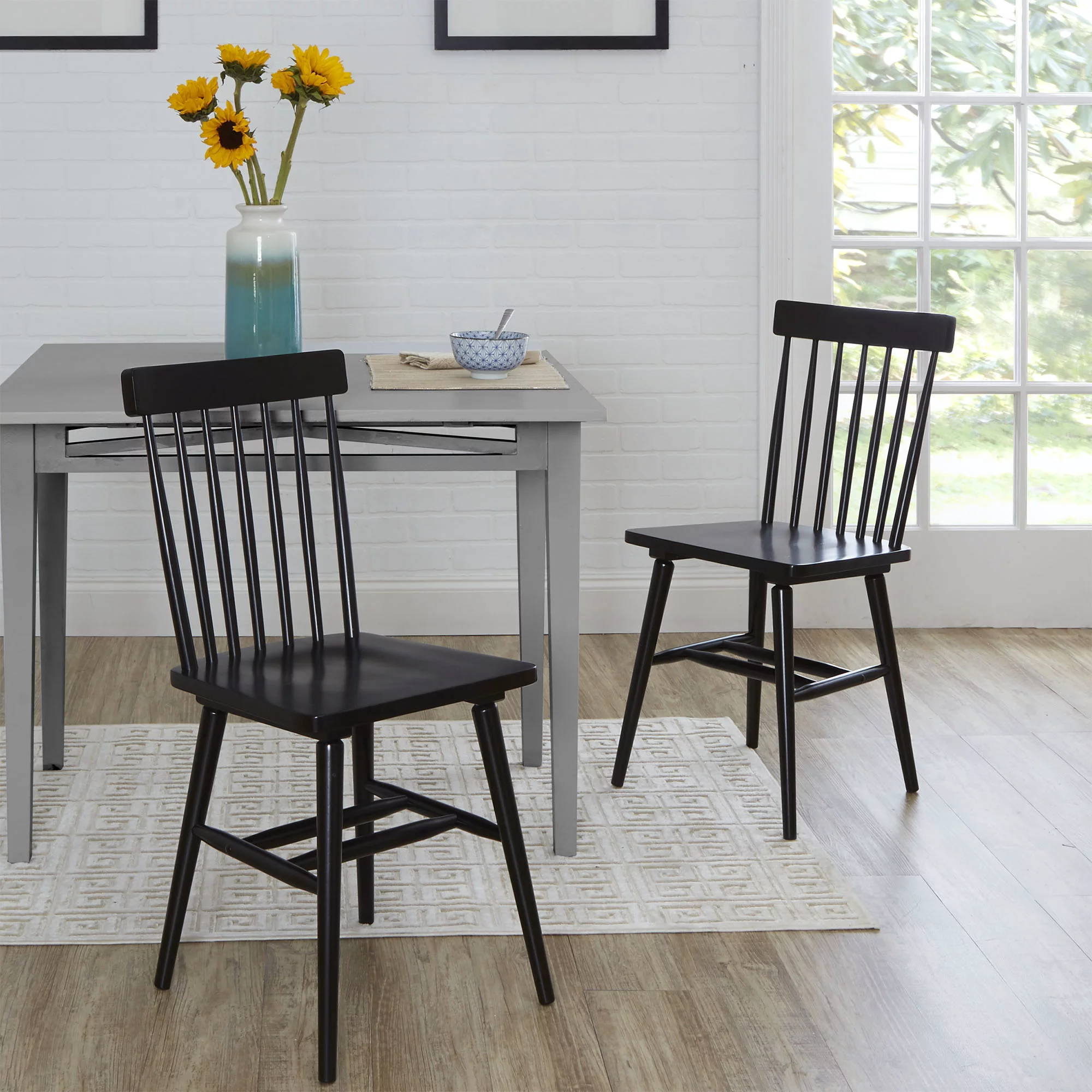 Better Homes & Gardens Gerald Classic Black Wood Dining Chairs. Set of 2