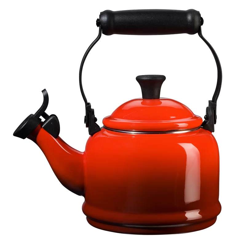 Le Creuset Q9401-67 Enamel On Steel Demi Tea Kettle. 1.25 qt.. Cerise