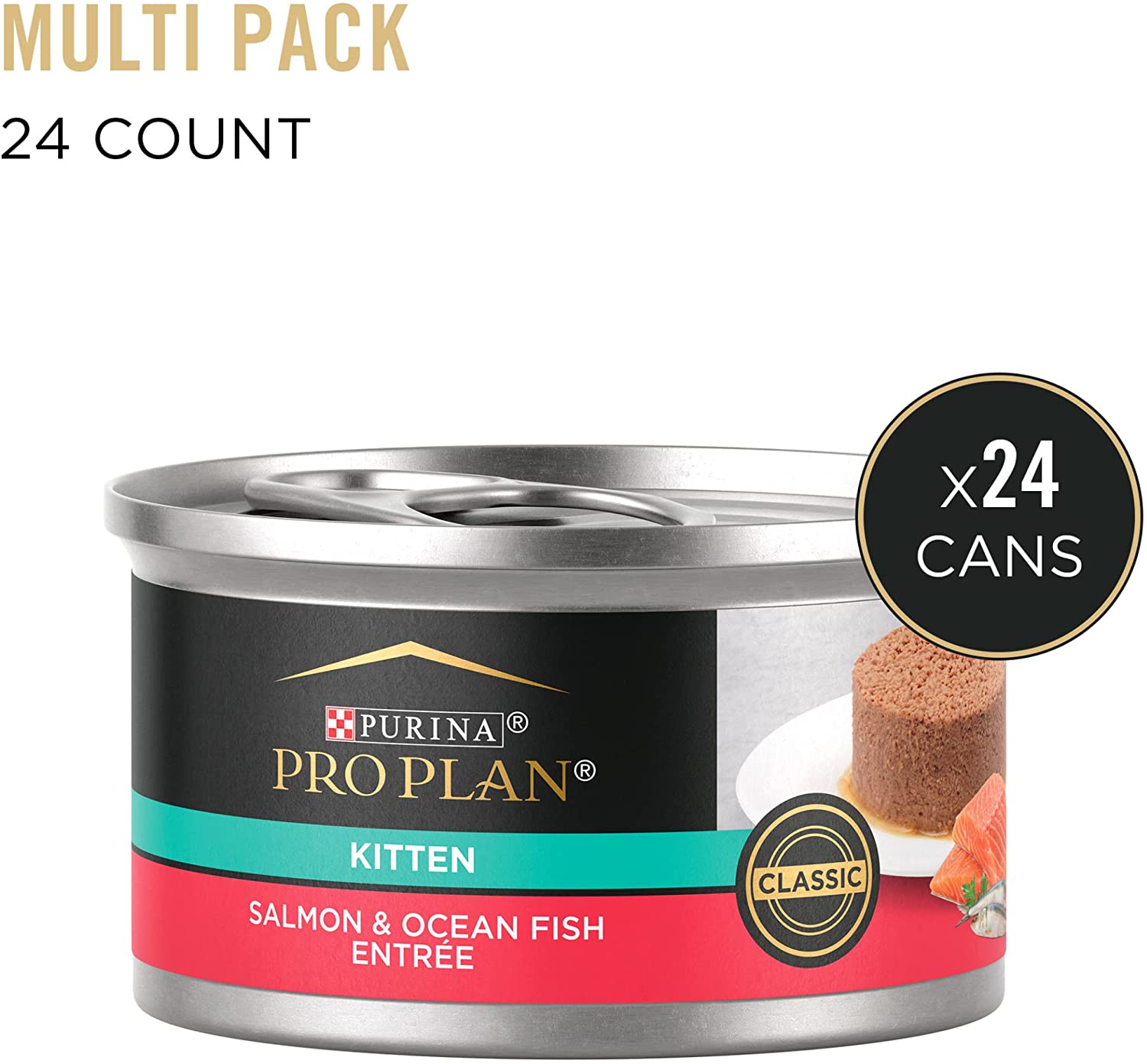 Purina Pro Plan Wet Kitten Food Pate. Salmon and Ocean Fish Entree - (24) 3 oz. Pull-Top Cans