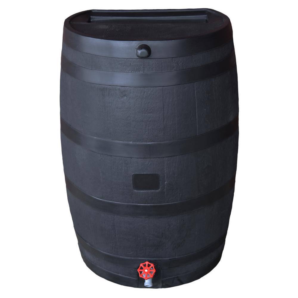RTS Home Accents 551000300A8081 50 Gal. Rain Barrel Black Colour with Plastic Spigot