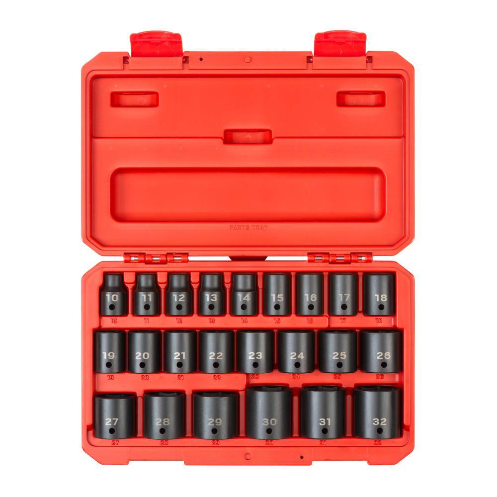 TEKTON SID92322 1/2 in. Drive 6-Point Impact Socket Set. 23-Piece (10 mm - 32 mm)