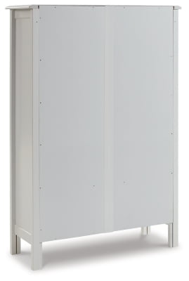 Signature Design by Ashley Miranda Farmhouse Adjustable Accent Cabinet or Wardrobe with Glass Doors. White
