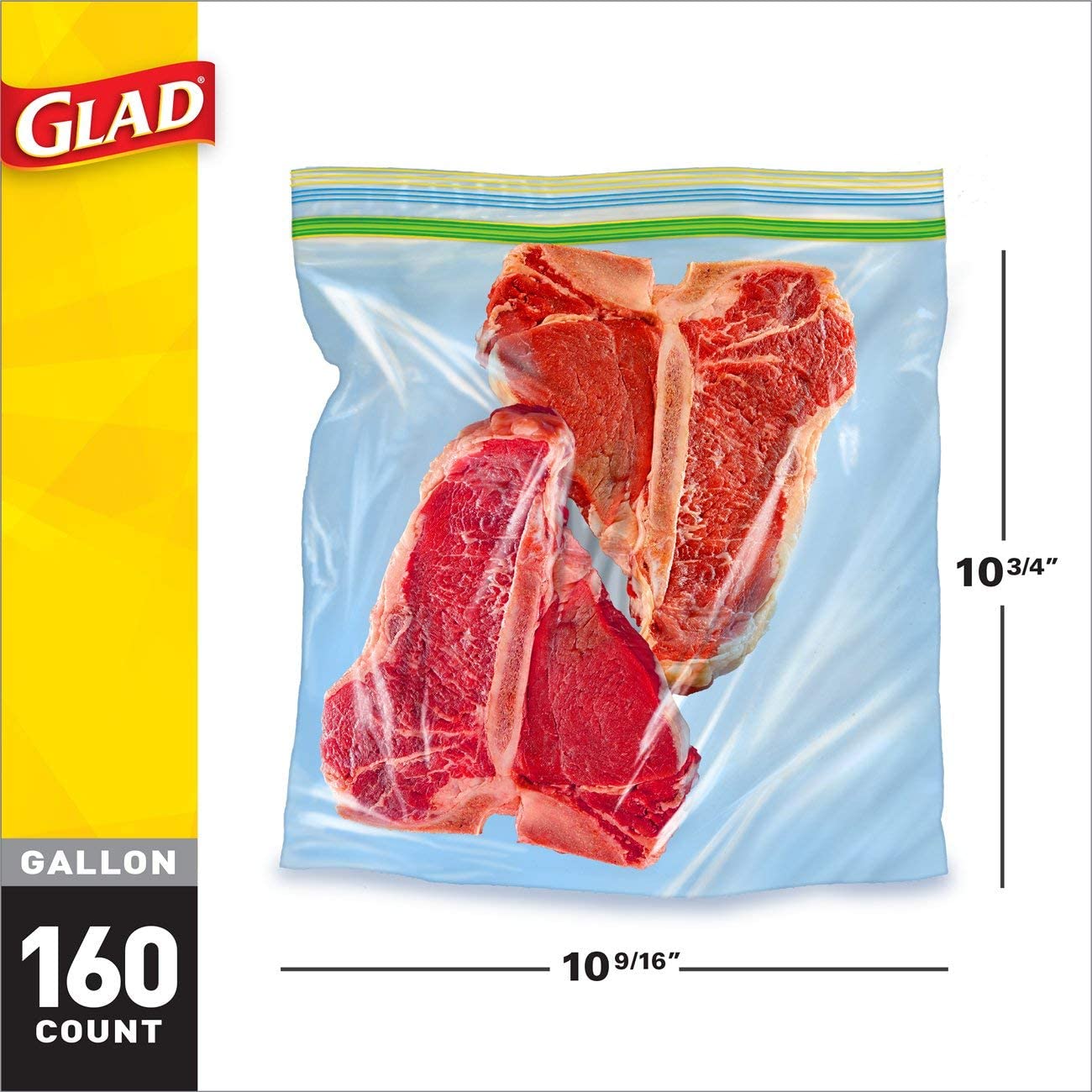 Glad Trash & Food Storage Zipper Food Storage Freezer Bags - 40 Ct 4 Pack