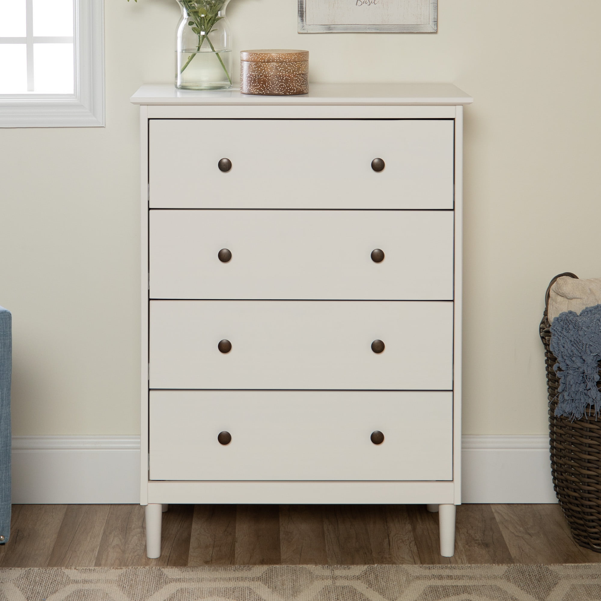 Bellamy Studios Jules 4-Drawer Solid Wood Dresser. White
