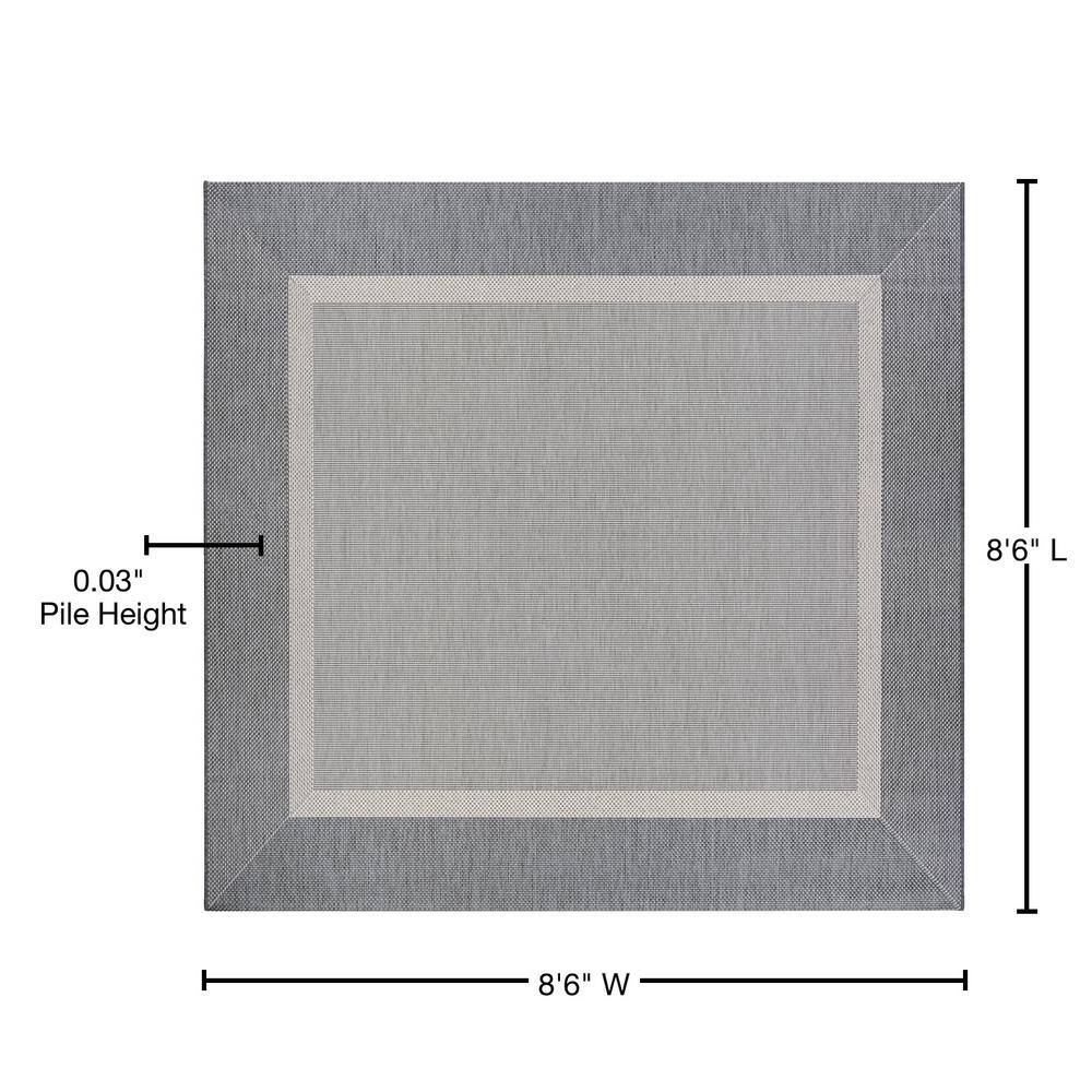 Couristan  Recife Stria Texture Champagne-Grey 9 ft. x 9 ft. Square Indoor/Outdoor Area Rug