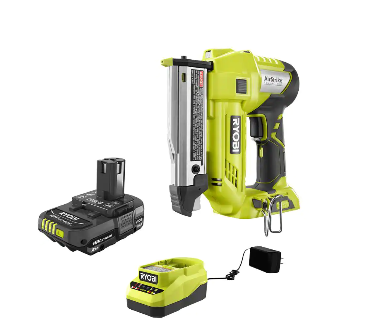 RYOBI P318-PSK005 ONE+ 18V Cordless AirStrike 23-Gauge 1-3/8 in. Headless Pin Nailer and 2.0 Ah Compact Battery Starter Kit