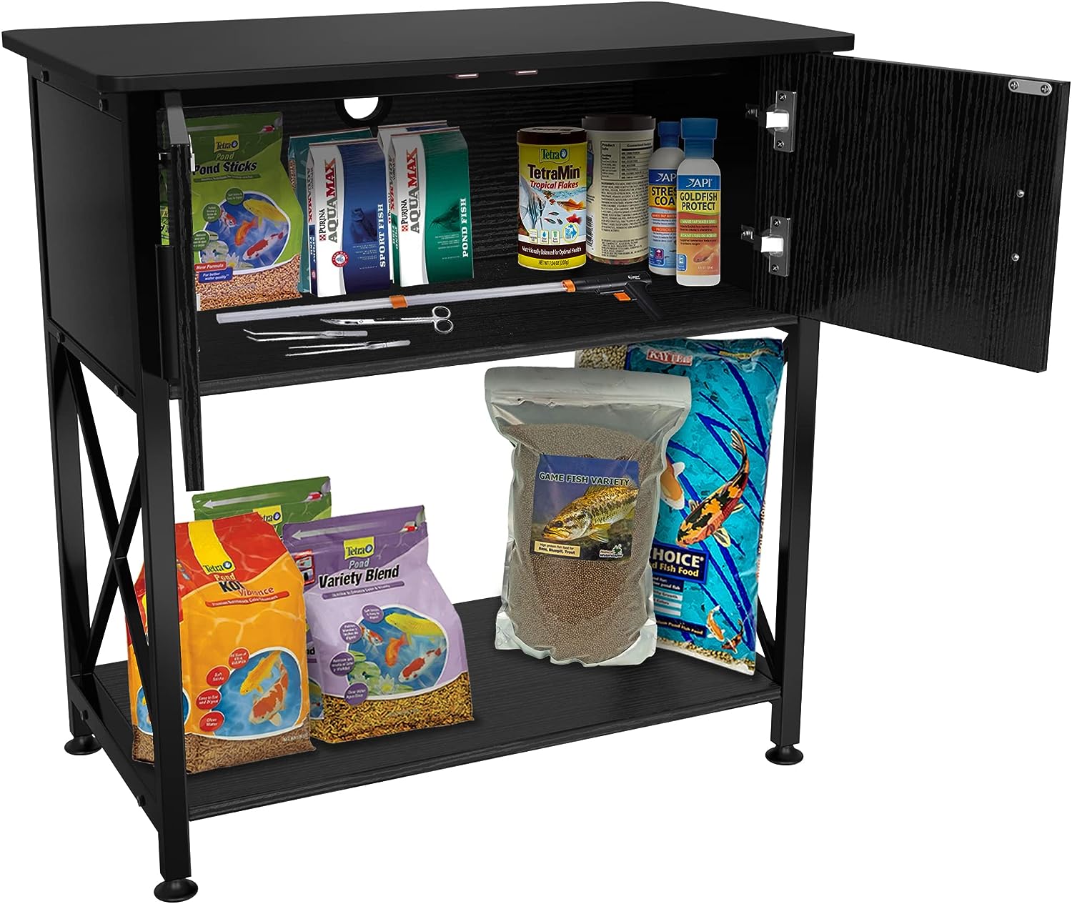 GDLF Fish Tank Stand Metal Aquarium Stand for up to 20 Gallon Long with Cabinet for Fish Tank Accessories Storage.28.7″ L