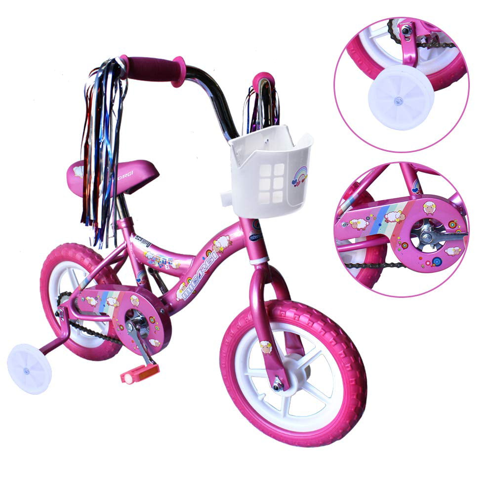 Boys- and Girls- Bike. 12″ Kid-s Bicycle for 2-4 Years Old. EVA Tires. Training Wheels with Coaster Brake