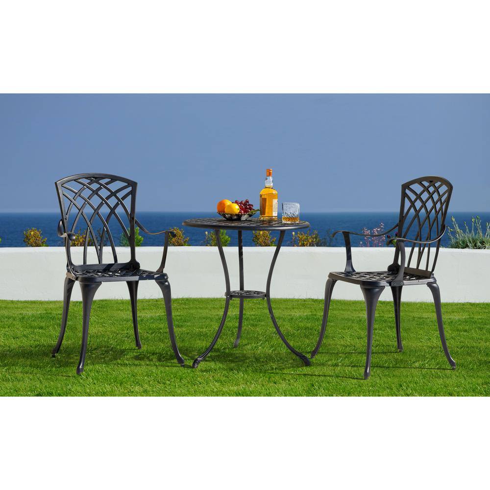 Nuu Garden  3-Piece Cast Aluminum Patio Bistro Set Rust-Proof Outdoor Furniture Set