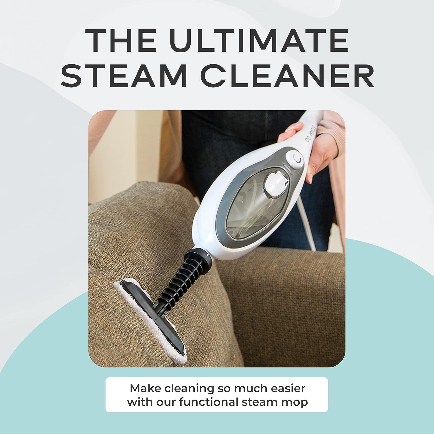 Steam and Go Steam Mop Floor Steamer with Handheld Steam Cleaner for Tile and Grout. Hardwood Floors. Laminate. Glass. Fabric. Upholstery. Garments. Metal. Carpet. Granite. and Countertops. 2-Tank Refilling System