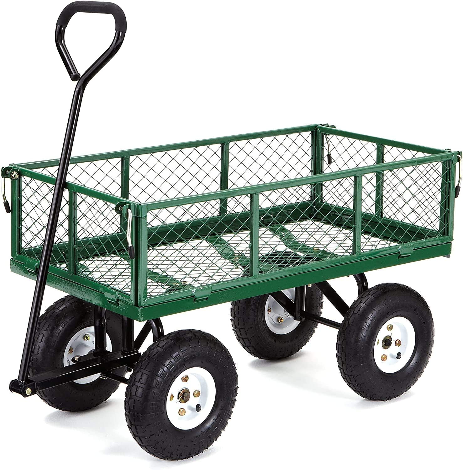 Gorilla Carts GOR400-COM Steel Garden Cart with Removable Sides. 400-lbs. Capacity. Green