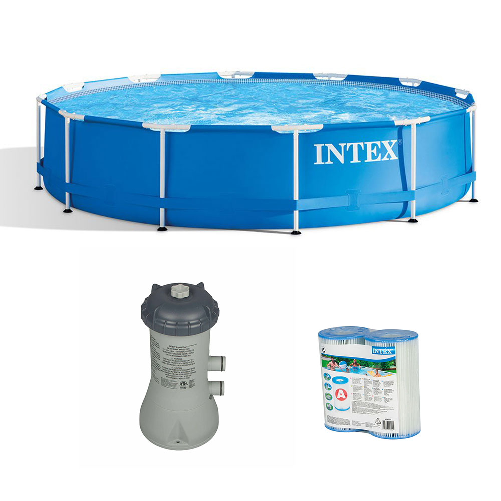 Intex 12′ x 30″ Above Ground Pool w/ Filter Pump System & Filter Cartridge