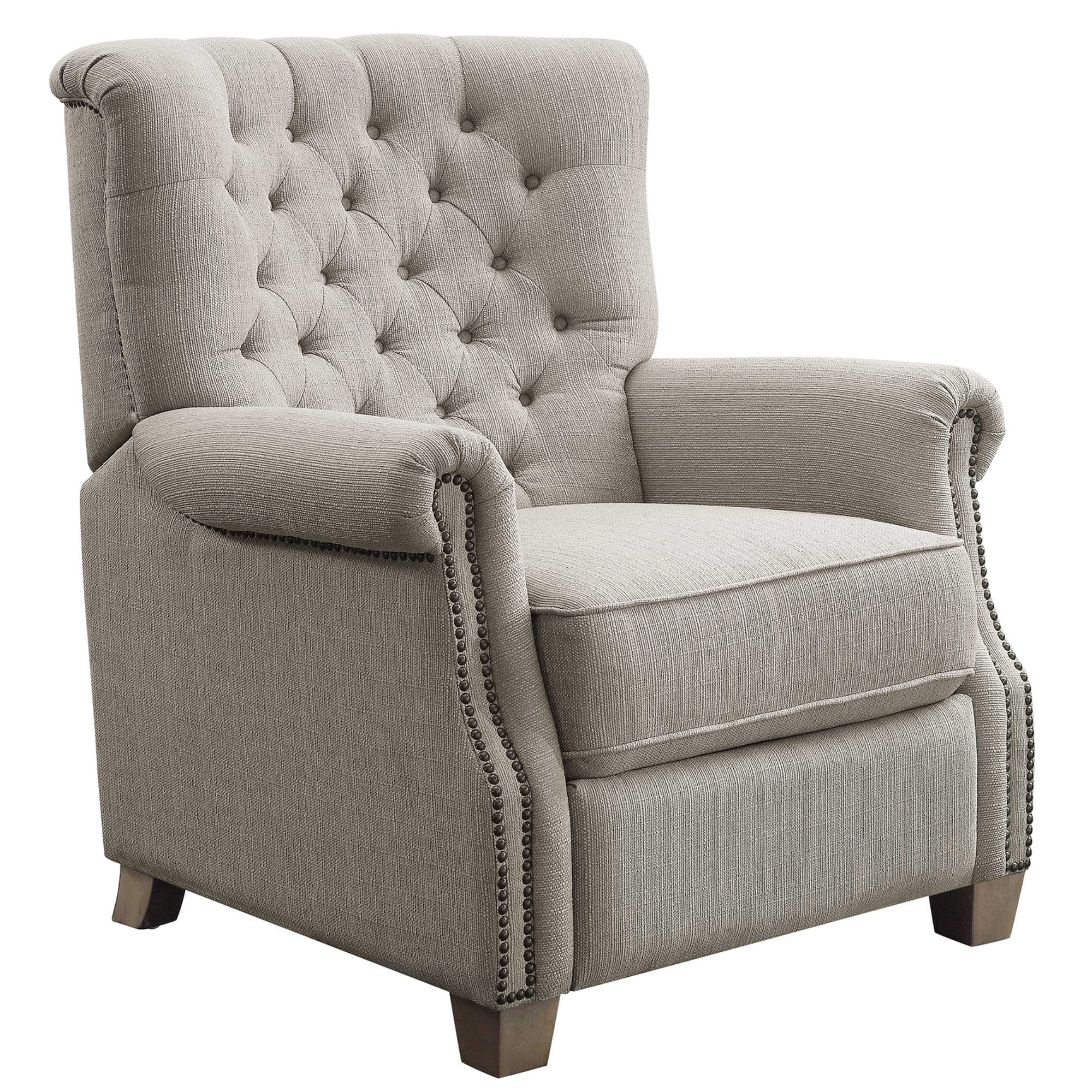 Better Homes & Garden Tufted Push Back Recliner. Gray Fabric Upholstery