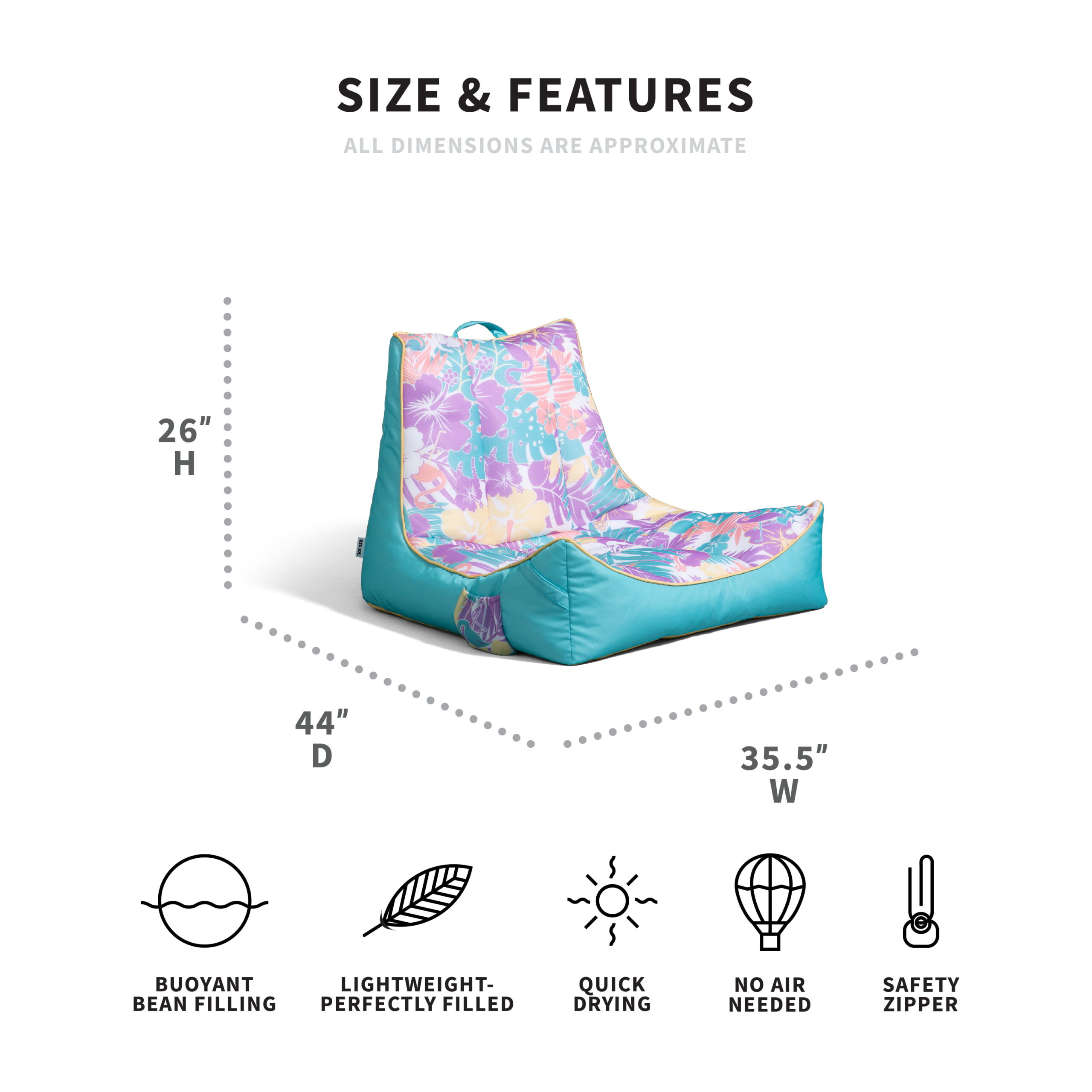 Big Joe Captain-s Float. Aqua Tropical Hibiscus