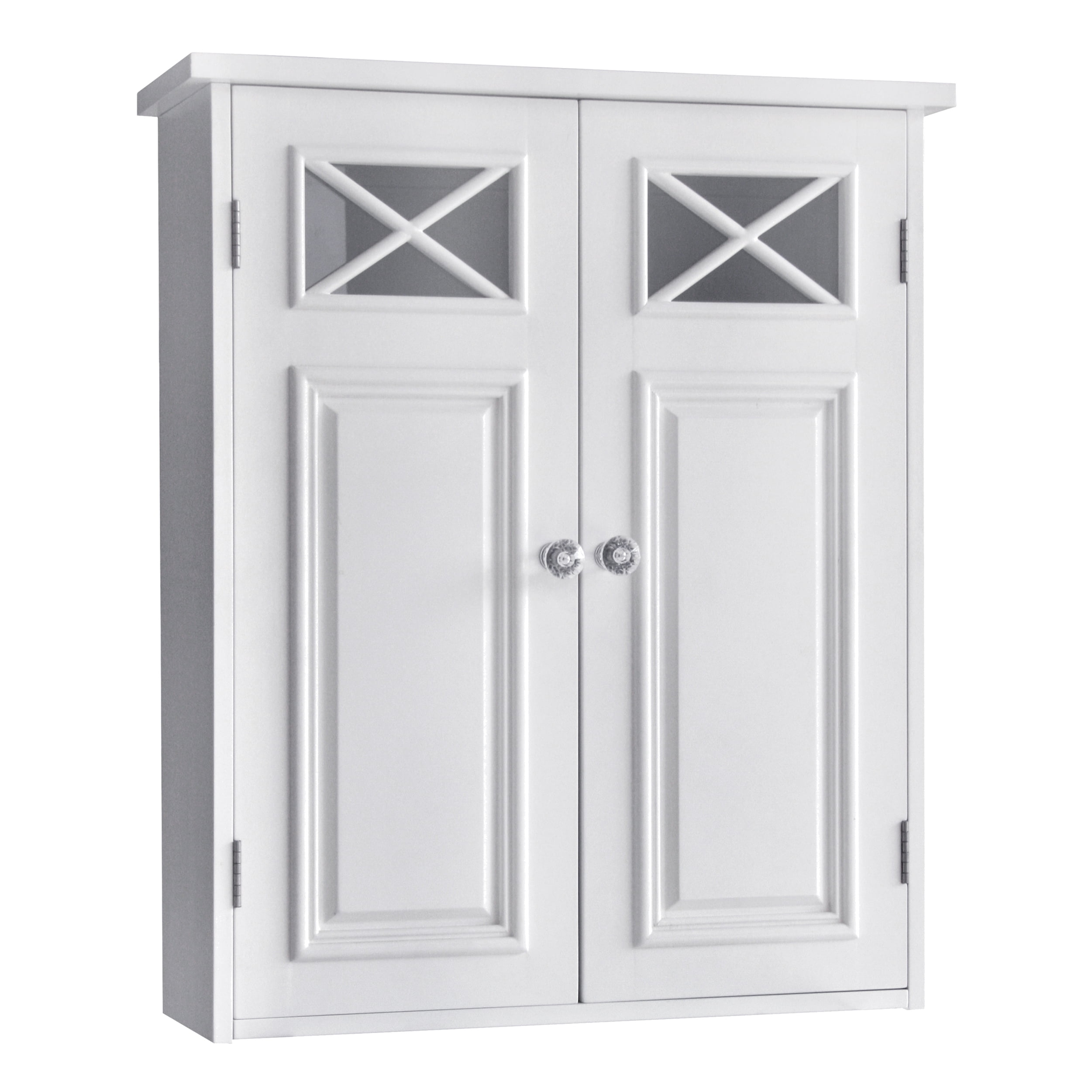 Teamson Home Dawson Wooden Wall Cabinet with Cross Molding and 2 Doors. White