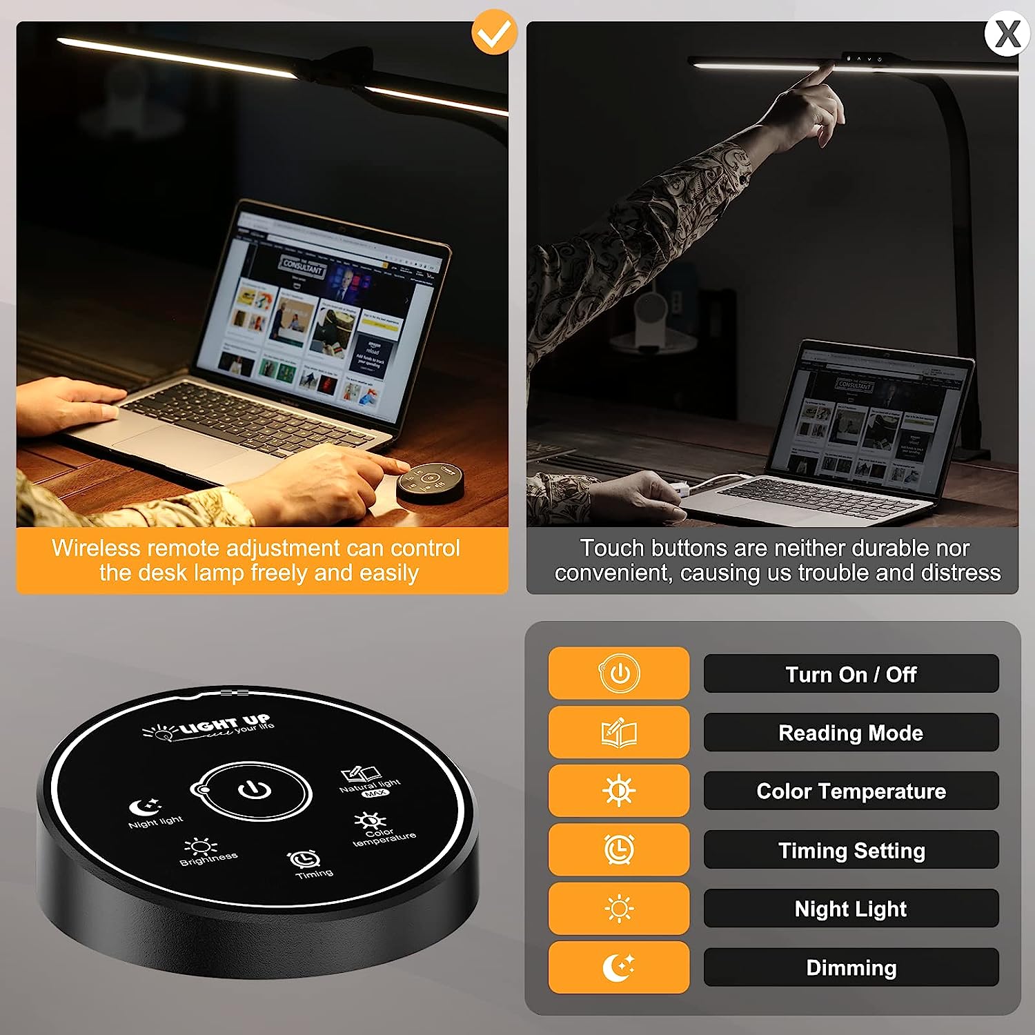 Pzloz Led Desk Lamp for Office Home - Eye Caring Architect lamp with Clamp