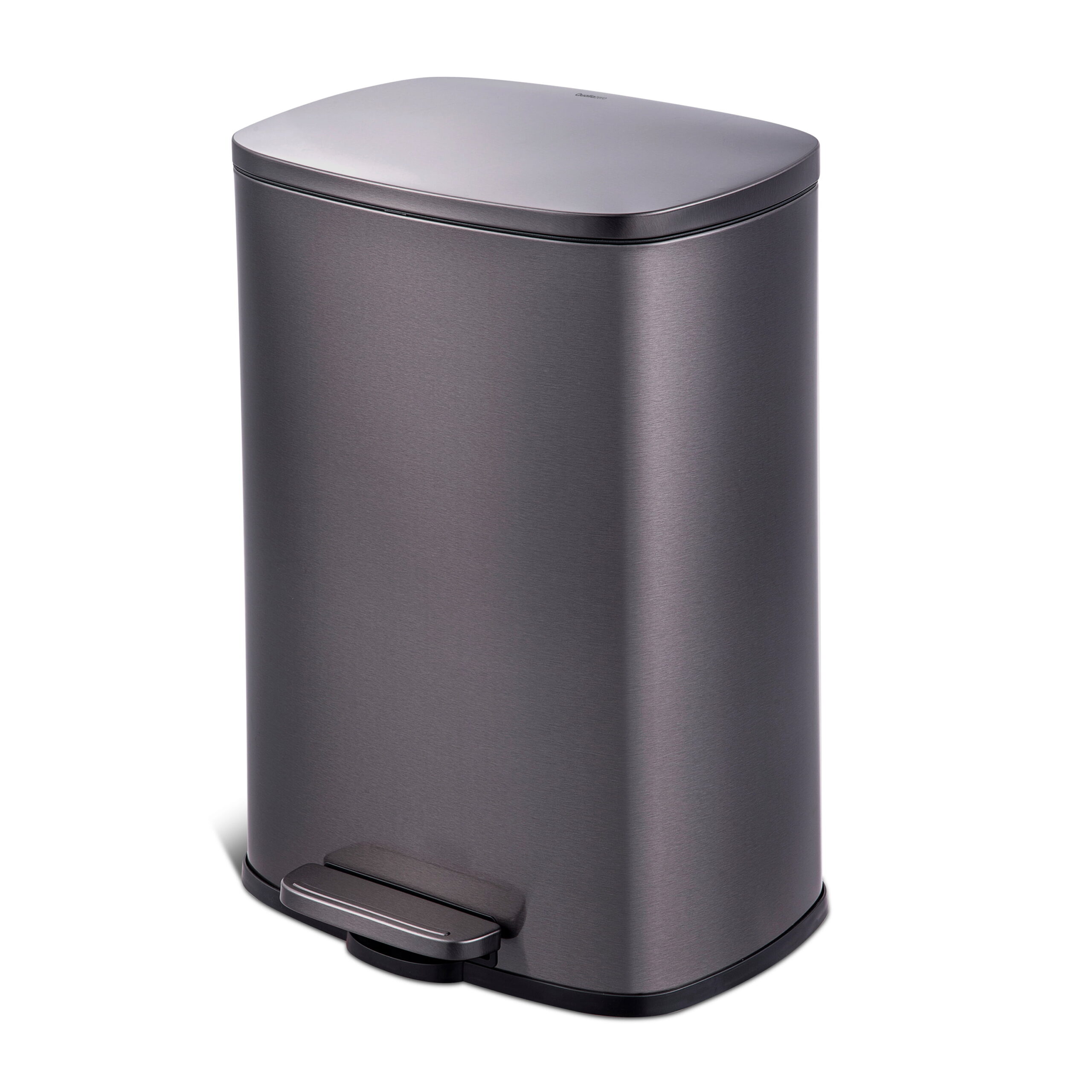 Qualiazero Trash Can 13.2 gallon Black Stainless Steel Step On Kitchen Garbage Can. Black
