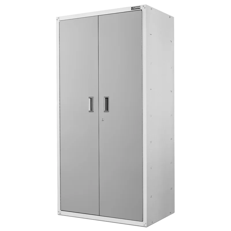 Gladiator GALG36KDZW Ready-to-Assemble Steel Freestanding Garage Cabinet in Hammered White (36 in. W x 72 in. H x 18 in. D)