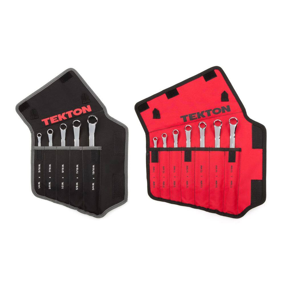 TEKTON WBE94301 45-Degree Offset Box End Wrench Set. 12-Piece (1/4-13/16 in.. 6-19 mm) - Pouch