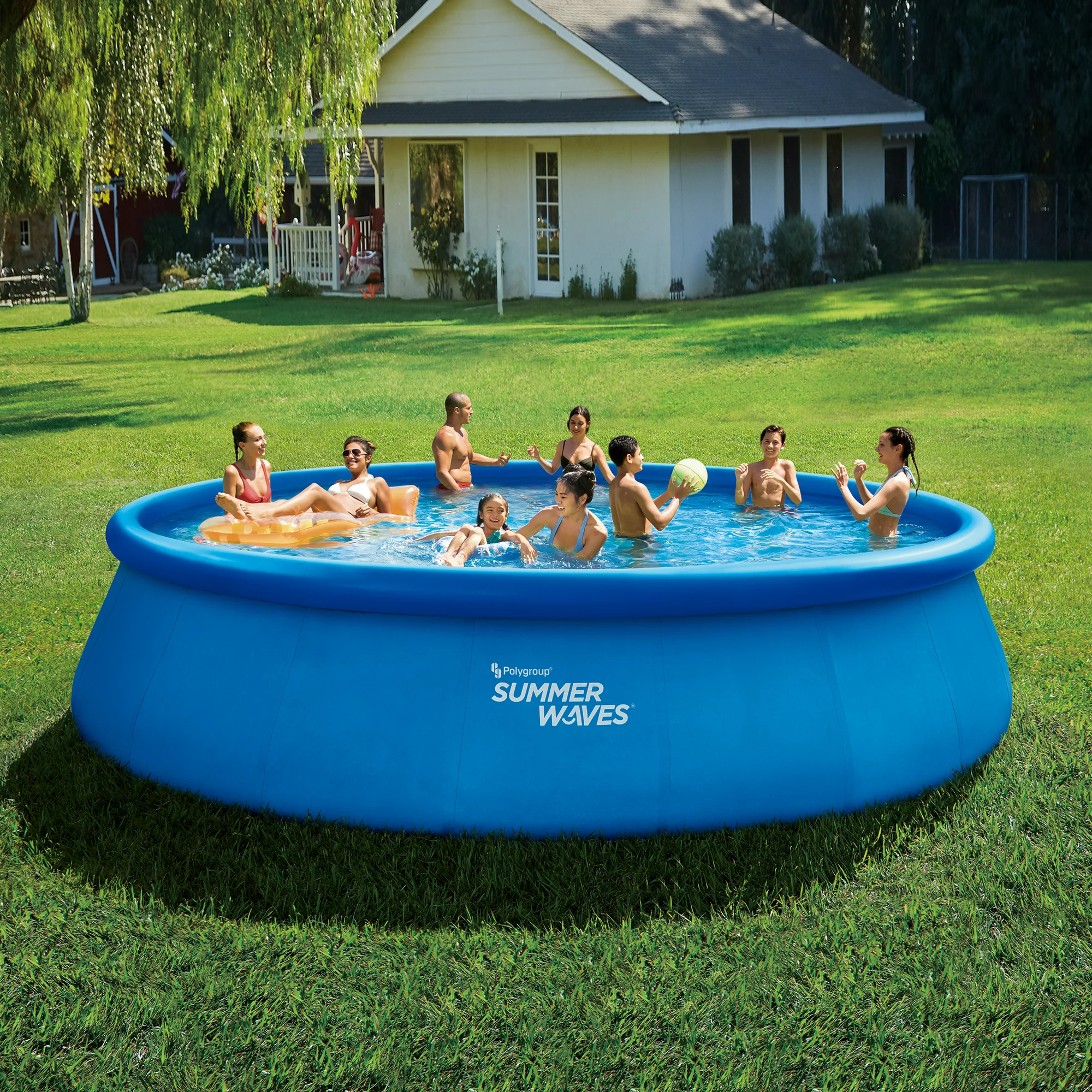 Summer Waves 18 ft Quick Set Above Ground Pool. Round. Blue. Ages 6+. Unisex