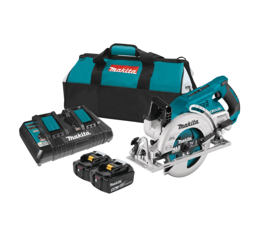 Makita XSR01PT 18-Volt X2 LXT 5.0Ah Lithium-Ion (36-Volt) Brushless Cordless Rear Handle 7-1/4 in. Circular Saw Kit