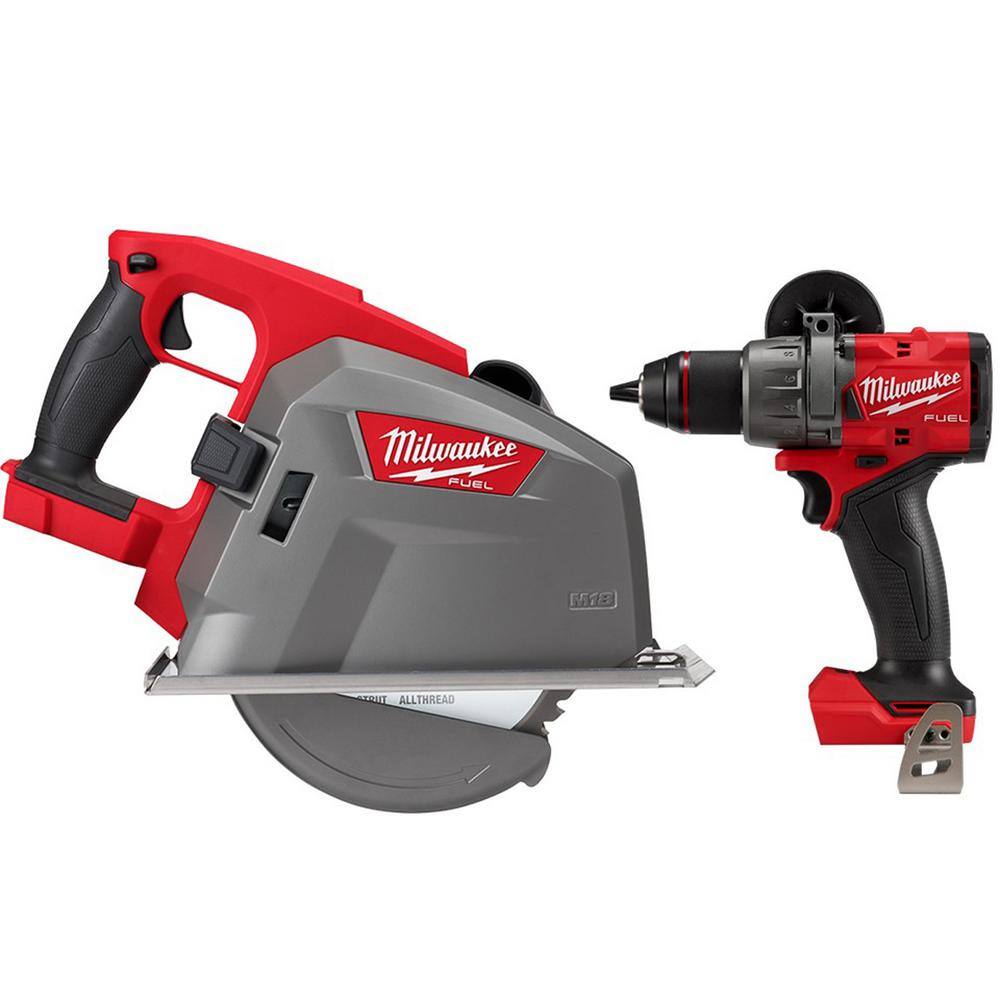 Milwaukee 2982-20-2904-20 M18 FUEL 18-Volt 8 in. Lithium-Ion Brushless Cordless Metal Cutting Circular Saw with M18 FUEL Hammer Drill