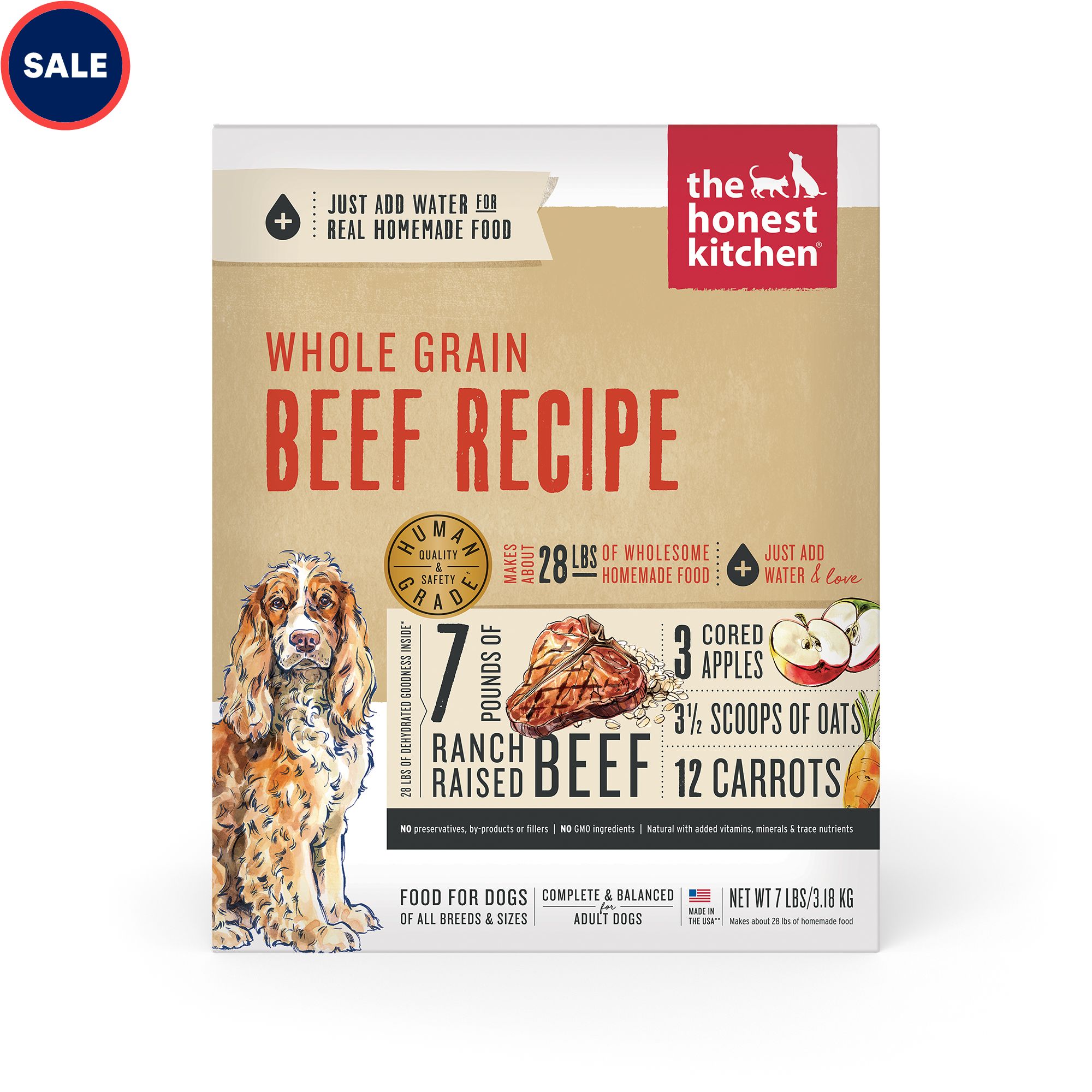 The Honest Kitchen Dehydrated Whole Grain Beef Recipe Dog Food. 7 lbs.