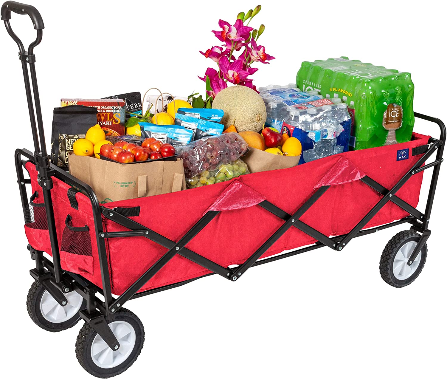 Mac Sports WTCX-201 Extended Collapsible Folding Outdoor Utility Wagon. Red