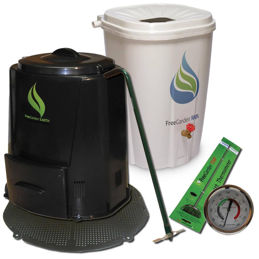 Enviro World EWC-202 Rain Barrel Compost Bin with Base and Accessories Combo