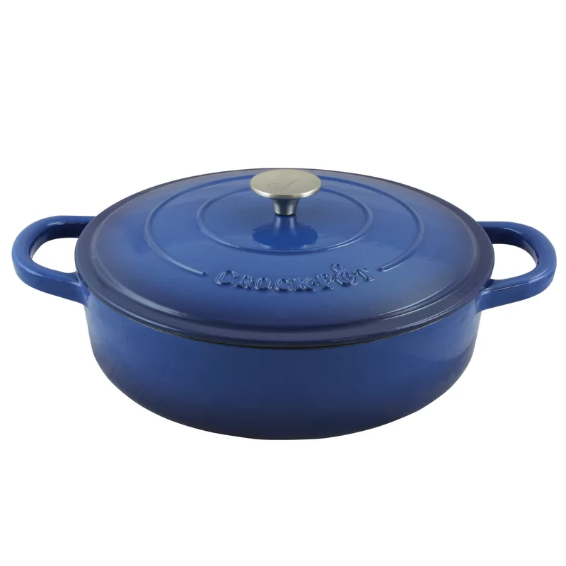 Crock Pot 111999.02 Artisan Enameled Cast Iron Braiser W/Lid. 5 Quart. Sapphire Blue
