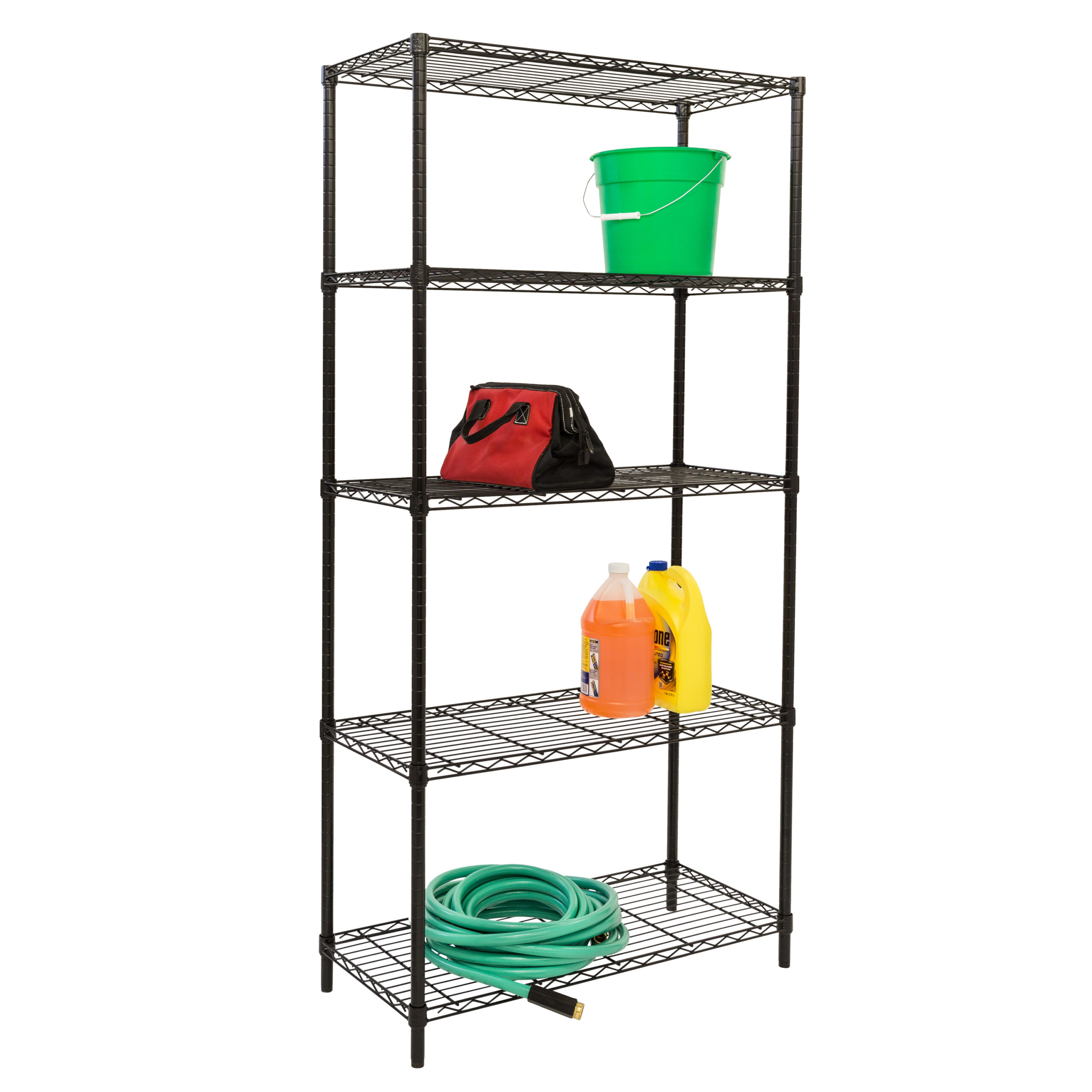 Honey Can Do 5-Tier Heavy-Duty Adjustable Shelving Unit With 350-lb Shelf Capacity. Black