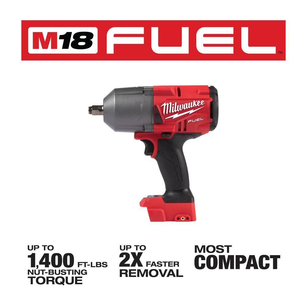 Milwaukee 2767-20-49-66-7022 M18 FUEL 18V Lithium-Ion Brushless Cordless 1/2 in. Impact Wrench with SAE Deep Well Impact Socket Set (9-Piece)