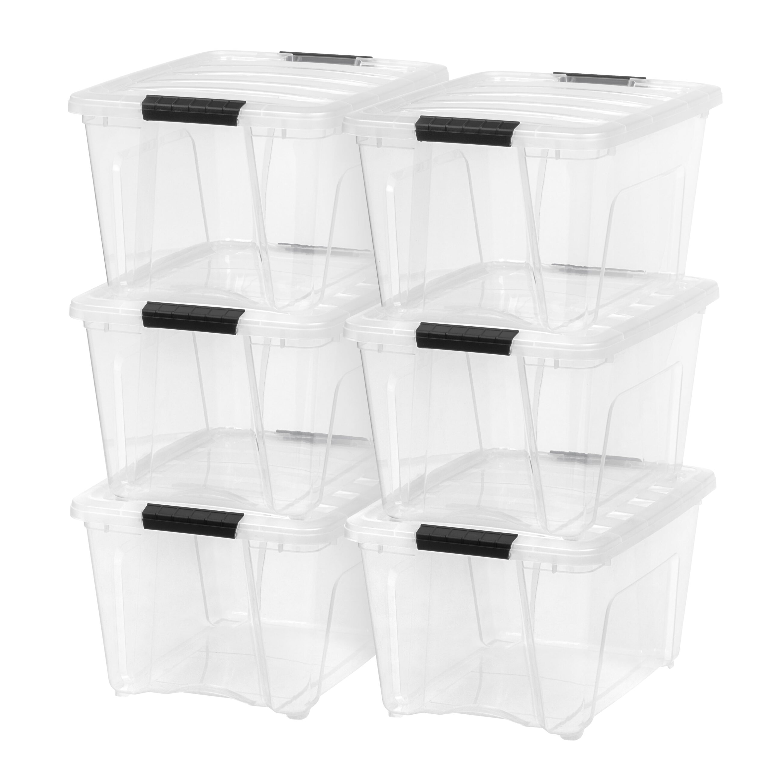 IRIS USA 32 Qt Clear Plastic Storage Box with Latches. 6 Pack