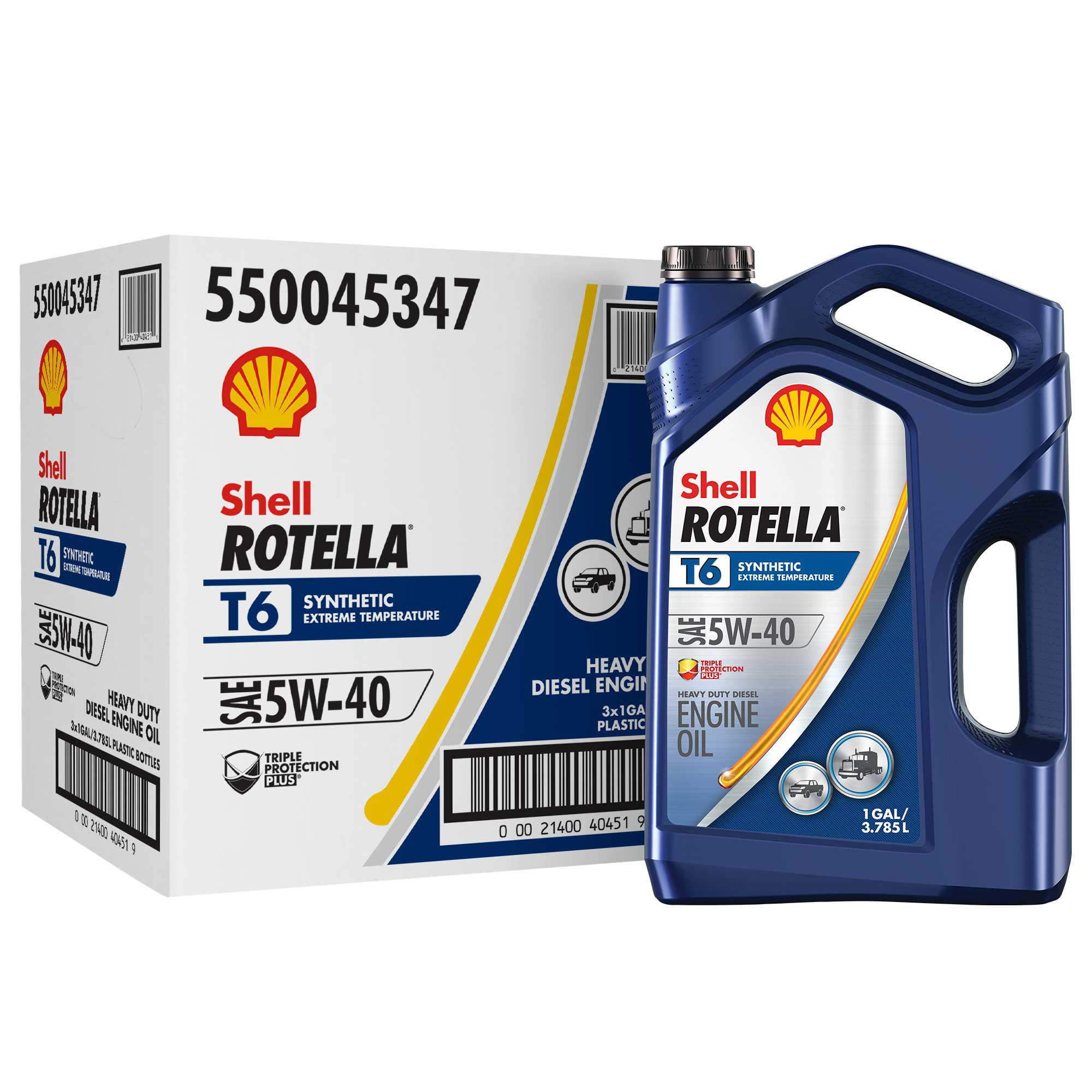 Shell Rotella T6 Full Synthetic 5W-40 Diesel Engine Oil. 1 Gallon. 3 Pack