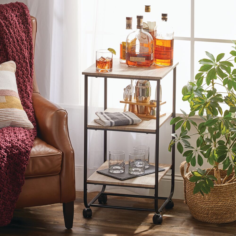 mDesign 3-Tier Rolling Household Storage Cart with 4 Caster Wheels