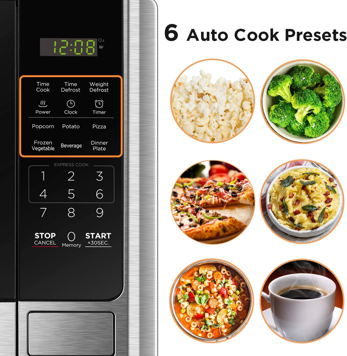 BLACK+DECKER EM925AB9 Digital Microwave Oven with Turntable Push-Button Door. Child Safety Lock. Stainless Steel. 0.9 Cu Ft