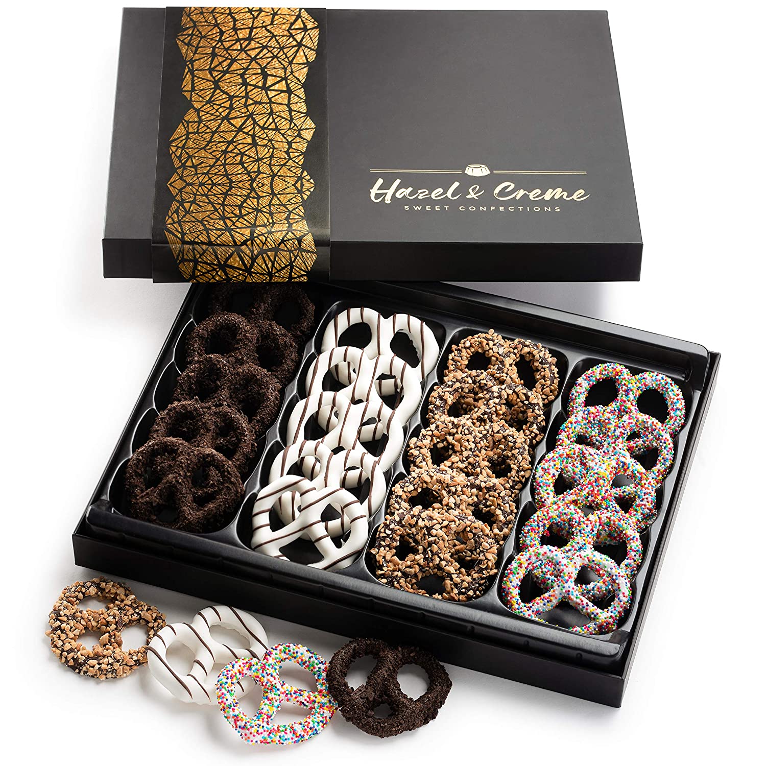 Hazel & Creme Chocolate Covered Pretzel Gift Basket - Chocolate Gift Box - Easter. Anniversary