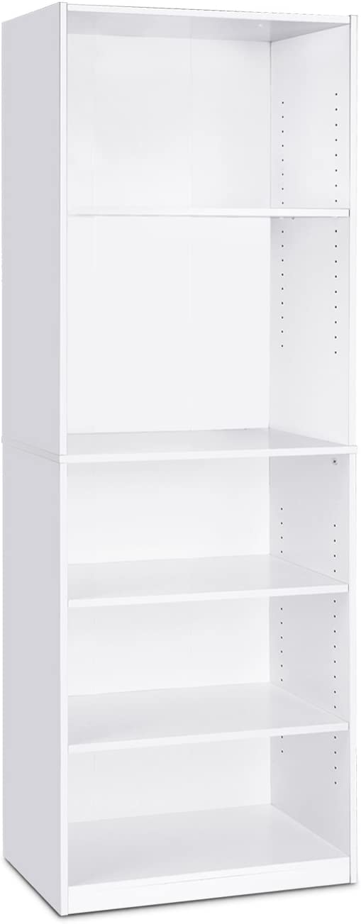FURINNO JAYA Simply Home 5-Shelf Bookcase. 5-Tier. White